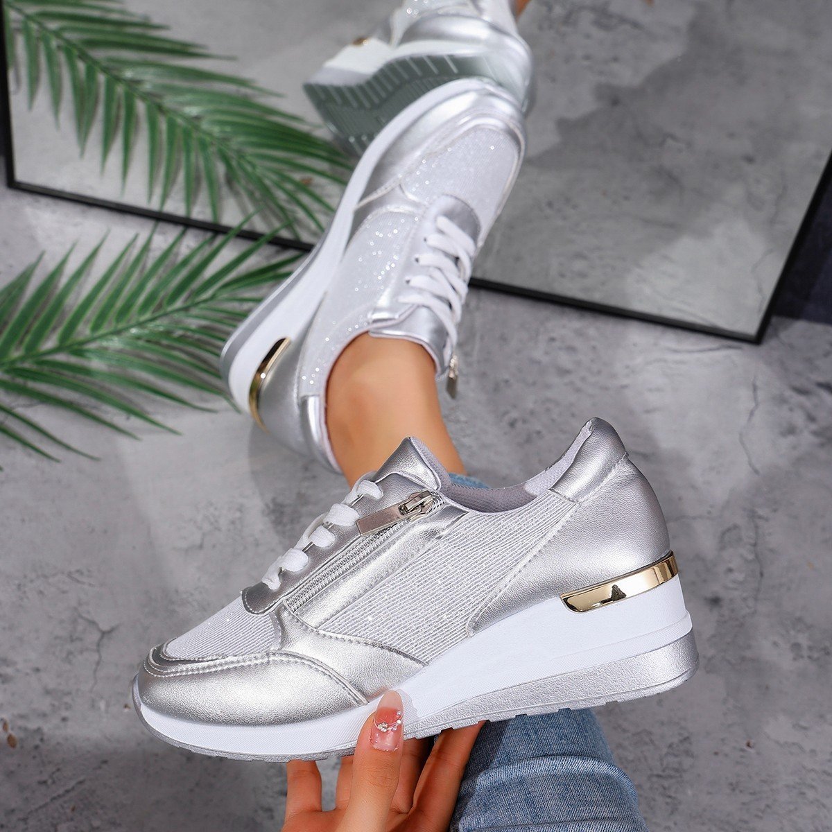 Women’s Lace-Up Thick Sole Sneakers - Image 6