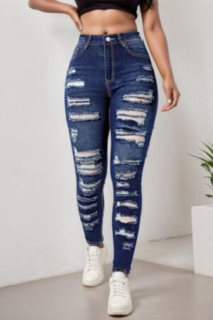 Women’s Ripped Tight Cropped Pants