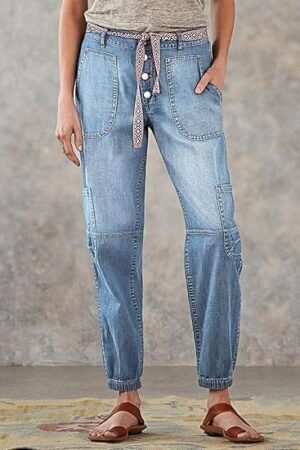 Women's High-Waist Lace-Up Jeans