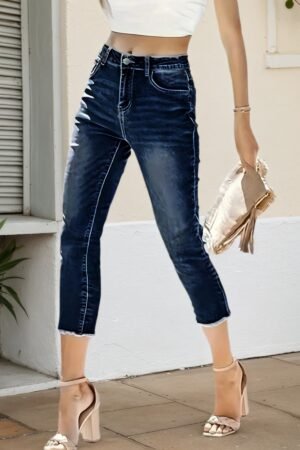 Women's Stretch Slim Fit Seven Quarter Denim Pants