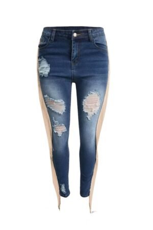Ladies' Ripped Tassel Jeans, Fashionable And Personalized Street Style Denim Pants, Pencil Pants, And Leggings