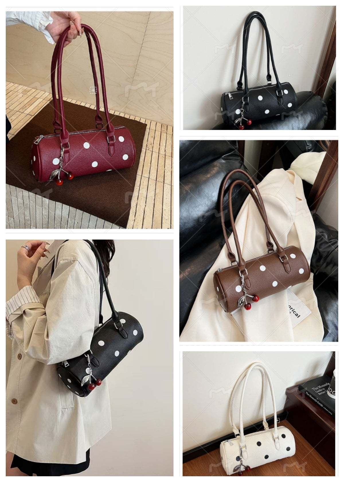 Cylindrical Women's Bag With Pendant - Image 3