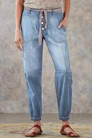 Women's High-Waist Lace-Up Jeans