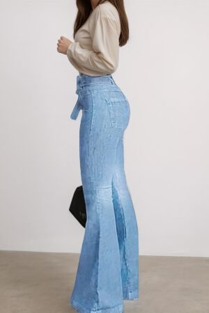 High Waisted Flared Jeans - Women’s Flared Jeans Elastic Wide Leg Jeans, High Waisted Design, Showcasing Perfect Curves. High Quality Fabrics Are Soft, Breathable, And Elastic, Making Them The Bes