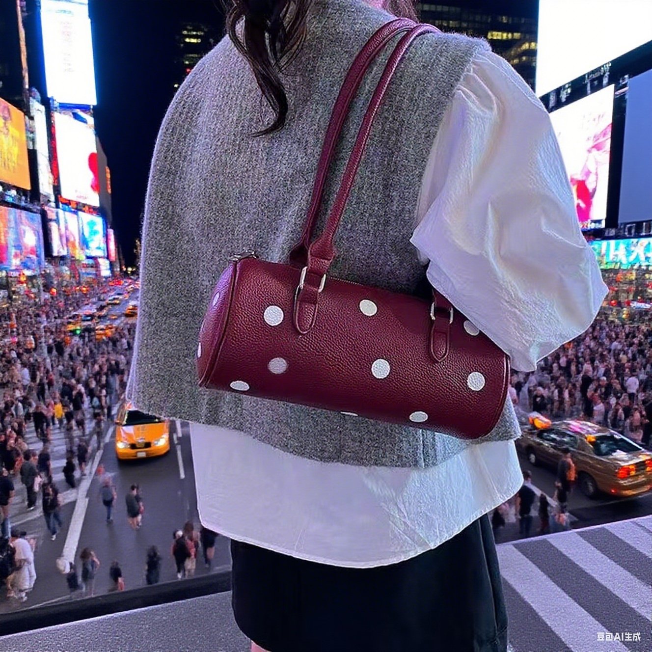 Cylindrical Women's Bag With Pendant - Image 2