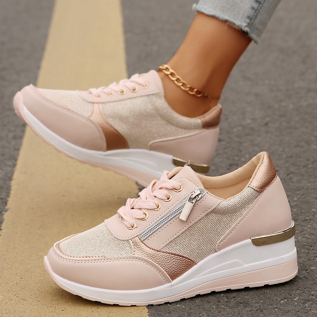 Women’s Lace-Up Thick Sole Sneakers - Image 7